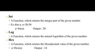 27. mathematical, date and time functions in VB Script | PPT
