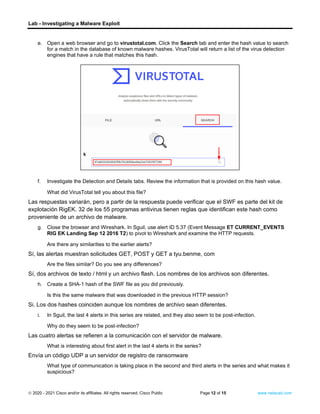 27.2.15 lab investigating a malware exploit | PDF