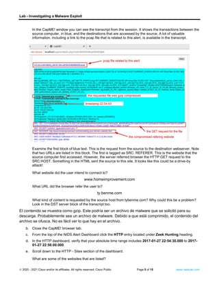 27.2.15 lab investigating a malware exploit | PDF