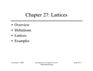 Comprehensive Introduction to Lattices in Computer Security | PDF