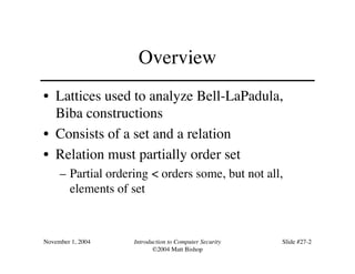 Comprehensive Introduction to Lattices in Computer Security | PDF