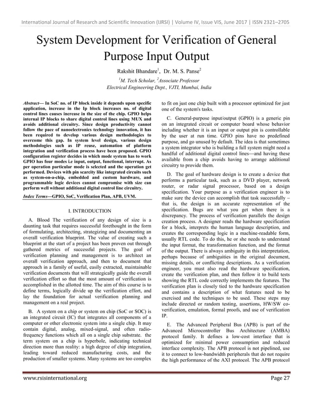 System Development for Verification of General Purpose Input Output | PDF