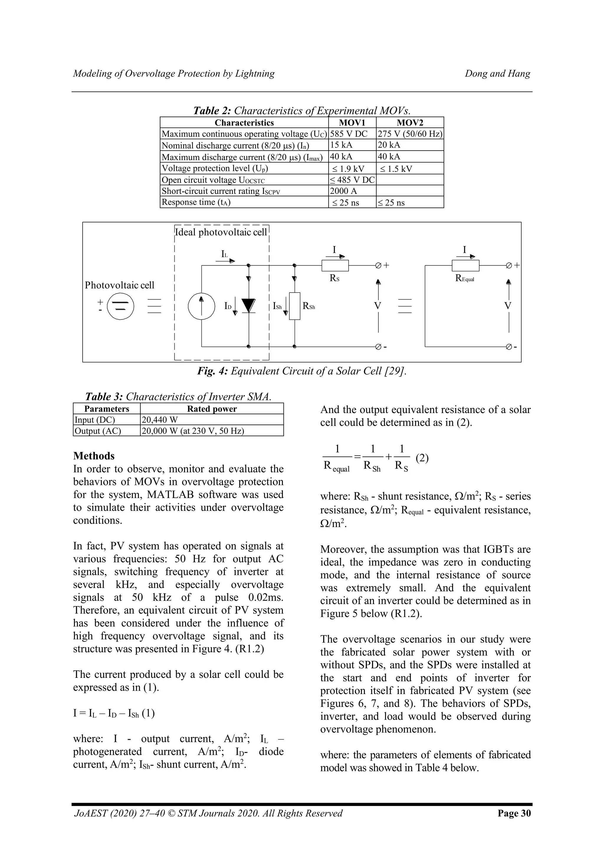 Modeling of Overvoltage Protection by Lightning for a Grid-tied Solar ...