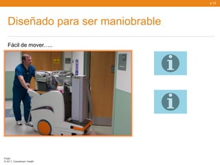 p.12




   Diseñado para ser maniobrable
   Fácil de mover…..




Public
© 2011, Carestream Health
 