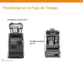 p.29




   Flexibilidad en el Flujo de Trabajo

                                                              2 touch-screen
             Pantalla en el tubo de 8”                        displays




                                         Pantalla principal
                                         de 19”




Public
© 2011, Carestream Health
 
