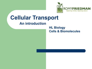 Cellular Transport
An introduction
HL Biology
Cells & Biomolecules
 