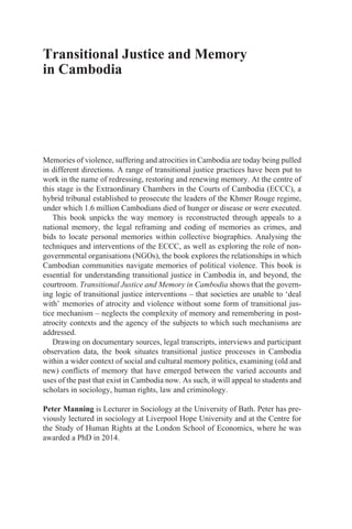 Transitional Justice and Memory in Cambodia: Beyond the Extraordinary ...