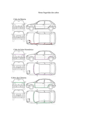 Rotas Sugeridas dos cabos
Cabo da Bateria
Cabo do leitor biométrico
Cabos das Câmeras
 
