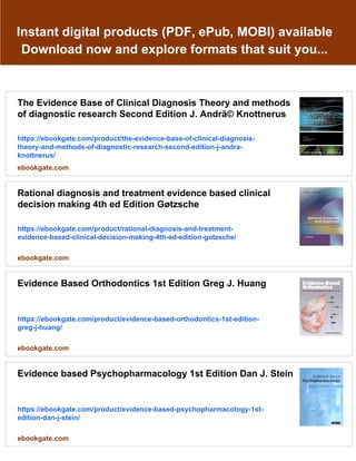 Evidence Base of Clinical Diagnosis Evidence Based 1st Edition J. André ...