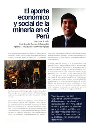 El aporte económico y social de la minería en el Perú