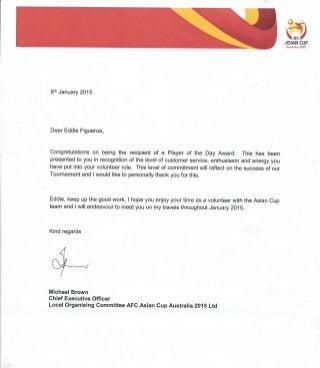 Congratulator Letter of Achievement in Excellent Customer Service