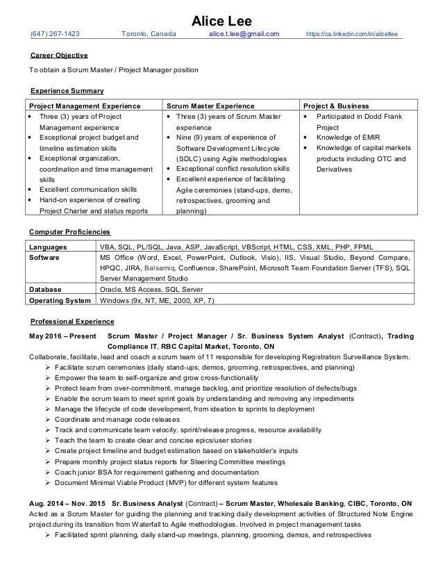 scrum master resume