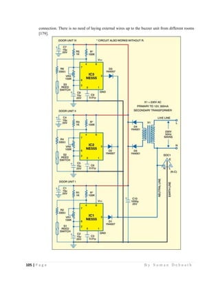 105 | P a g e                                                                                                   B y S u m a n D e b n a t h  
 
connection. There is no need of laying external wires up to the buzzer unit from different rooms
[179].
 