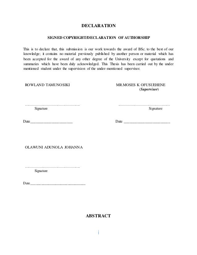 DECLARATION