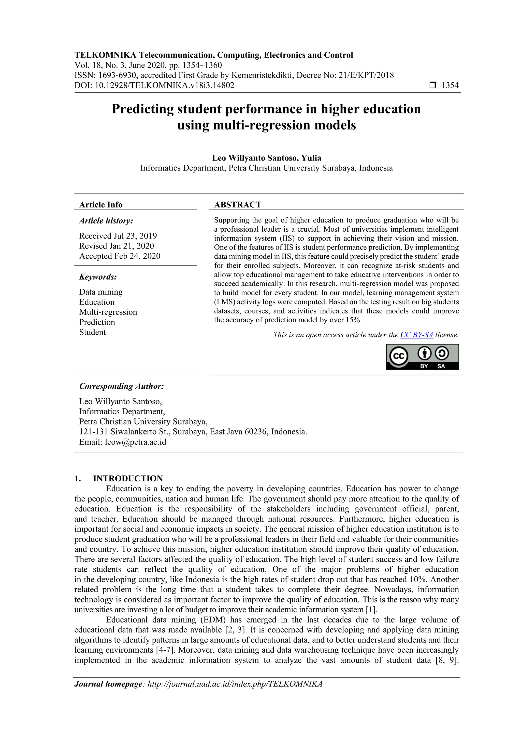 Predicting student performance in higher education using multi ...
