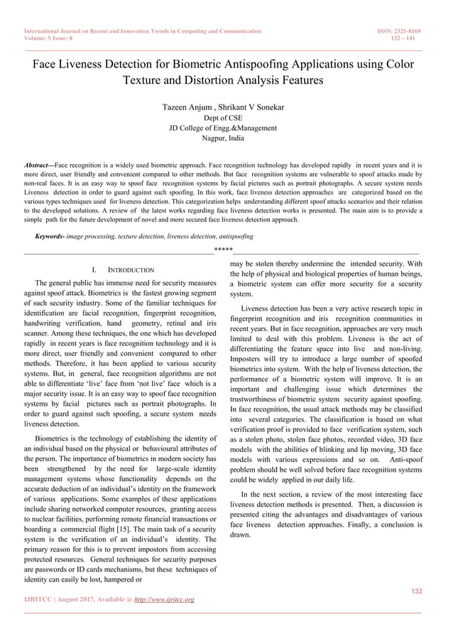 Face Liveness Detection for Biometric Antispoofing Applications using ...