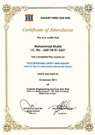 CV Khalid - Certificate OSAH