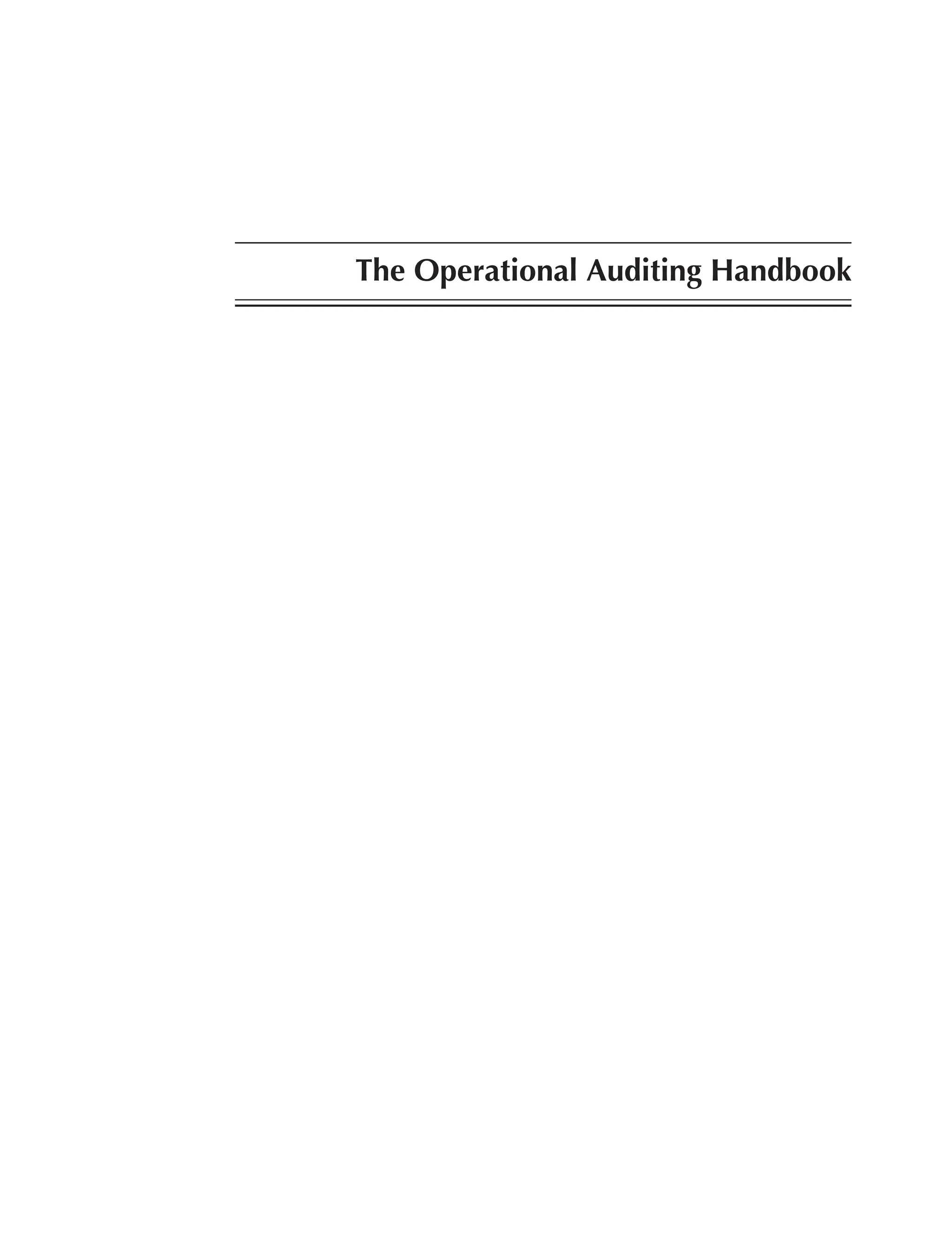 The Operational Auditing Handbook
 