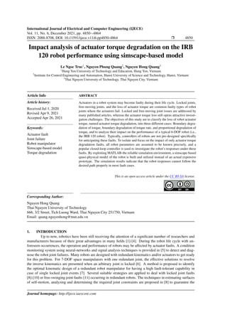 Impact analysis of actuator torque degradation on the IRB 120 robot ...