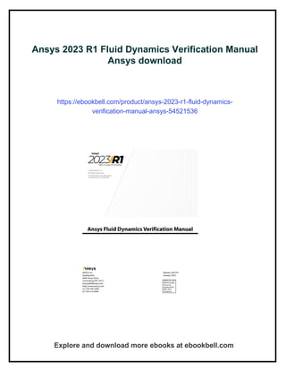 Ansys 2023 R1 Fluid Dynamics Verification Manual Ansys | PDF