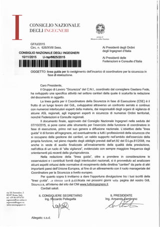 273 2015 linee guida cni coordinatore per la sicurezza in fase di ...