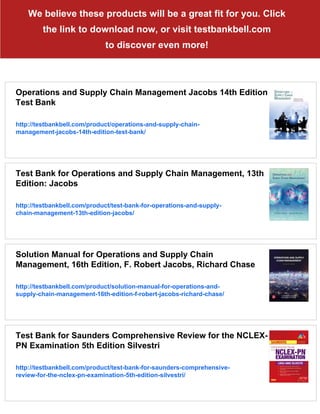 Operations and Supply Chain Management Jacobs 14th Edition Solutions ...