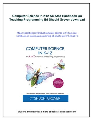Computer Science In K12 An Atoz Handbook On Teaching Programming Ed ...