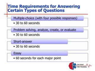 Time Requirements for Answering
Certain Types of Questions
 