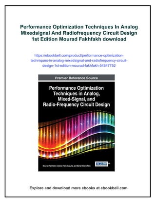 Performance Optimization Techniques In Analog Mixedsignal And ...