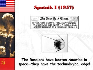 SSppuuttnniikk II ((11995577)) 
TThhee RRuussssiiaannss hhaavvee bbeeaatteenn AAmmeerriiccaa iinn 
ssppaaccee——tthheeyy hhaavvee tthhee tteecchhnnoollooggiiccaall eeddggee!! 
 