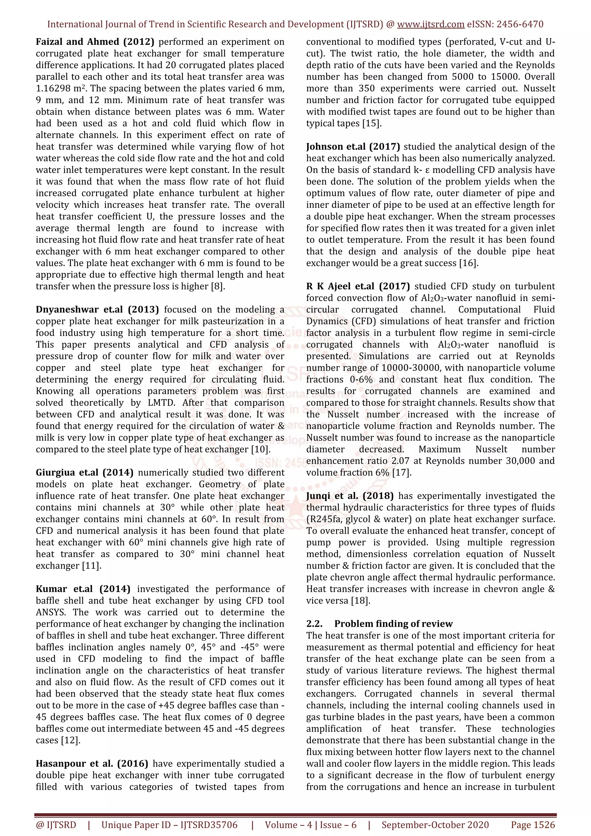 CFD Analysis for Heat Transfer Enhancement of a Corrugated Plate Heat ...