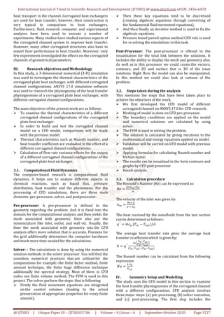 CFD Analysis for Heat Transfer Enhancement of a Corrugated Plate Heat ...