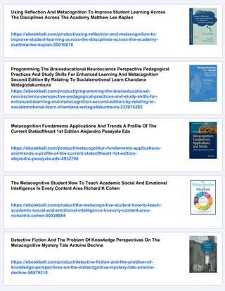 The Metacognition Handbook A Practical Guide For Teachers And School ...