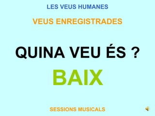 LES VEUS HUMANES VEUS ENREGISTRADES QUINA VEU ÉS ? BAIX SESSIONS MUSICALS 