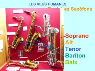 LES VEUS HUMANES Registres Saxòfons  Soprano Alt Tenor Baríton Baix 