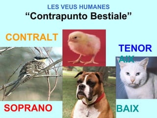 LES VEUS HUMANES “ Contrapunto Bestiale”   BAIX CONTRALT SOPRANO TENOR AIX 