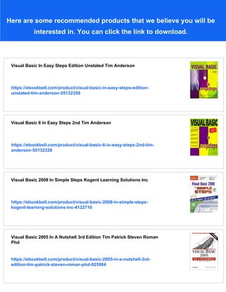 Visual Basic In Easy Steps Covers Visual Basic 2015 Fourth Mcgrath | PDF