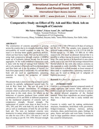 Comparative Study on Effect of Fly Ash and Rice Husk Ash on Strength of ...