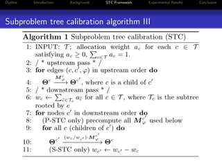 Outline Introduction Background STC Framework Experimental Results Conclusion
Subproblem tree calibration algorithm III
 