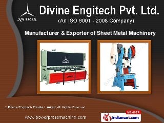 Manufacturer & Exporter of Sheet Metal Machinery
 
