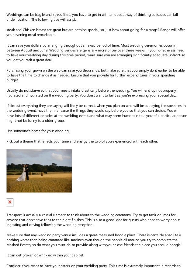 Recommendations To Make Sure You Hold The Excellent Wedding Party
