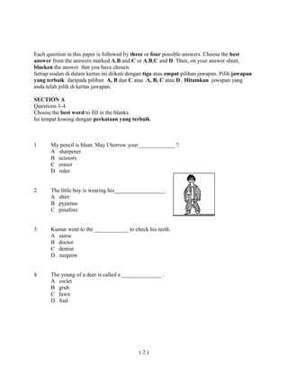 27650534 Soalan English Bi Bahasa Inggeris Tahun 4 Paper 1
