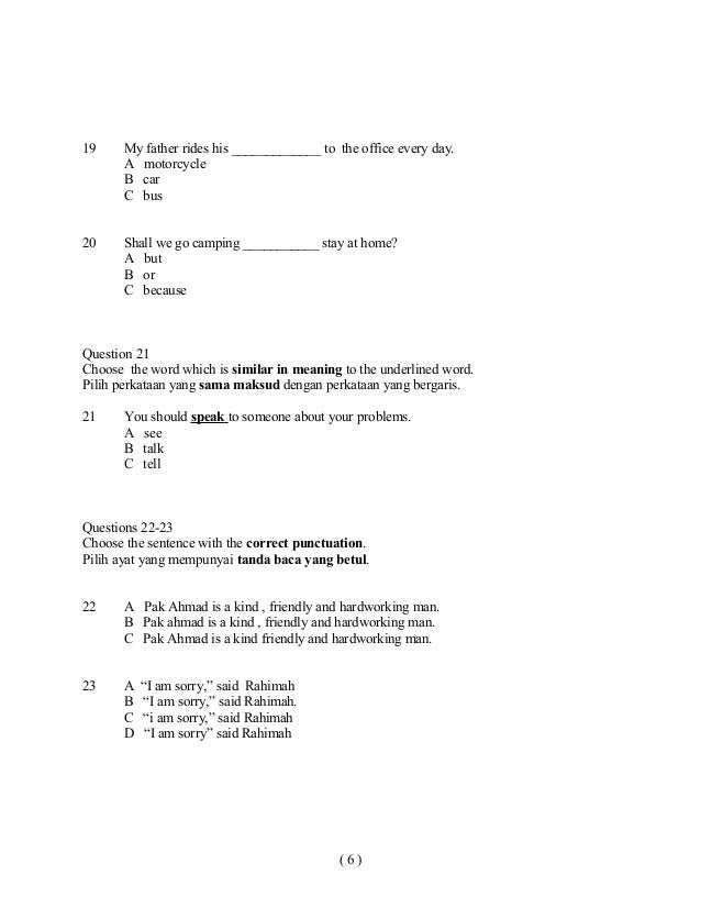 27650534 soalan-english-bi-bahasa-inggeris-tahun-4-paper-1