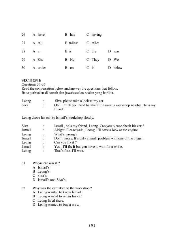 27650534 soalan-english-bi-bahasa-inggeris-tahun-4-paper-1