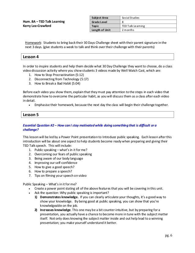 TED Talk Unit Plan 2