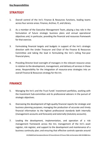 Director Of Finance Final Job Description