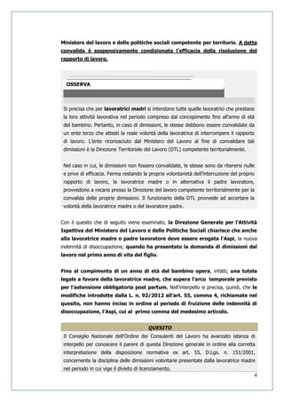 Lettera di dimissioni volontarie lavoratrice madre