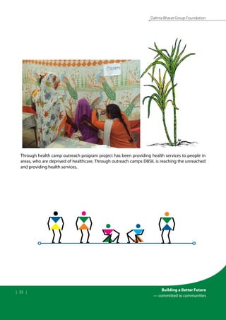 | 35 |
Building a Better Future
— committed to communities
Dalmia Bharat Group Foundation
Through health camp outreach program project has been providing health services to people in
areas, who are deprived of healthcare. Through outreach camps DBSIL is reaching the unreached
and providing health services.
 