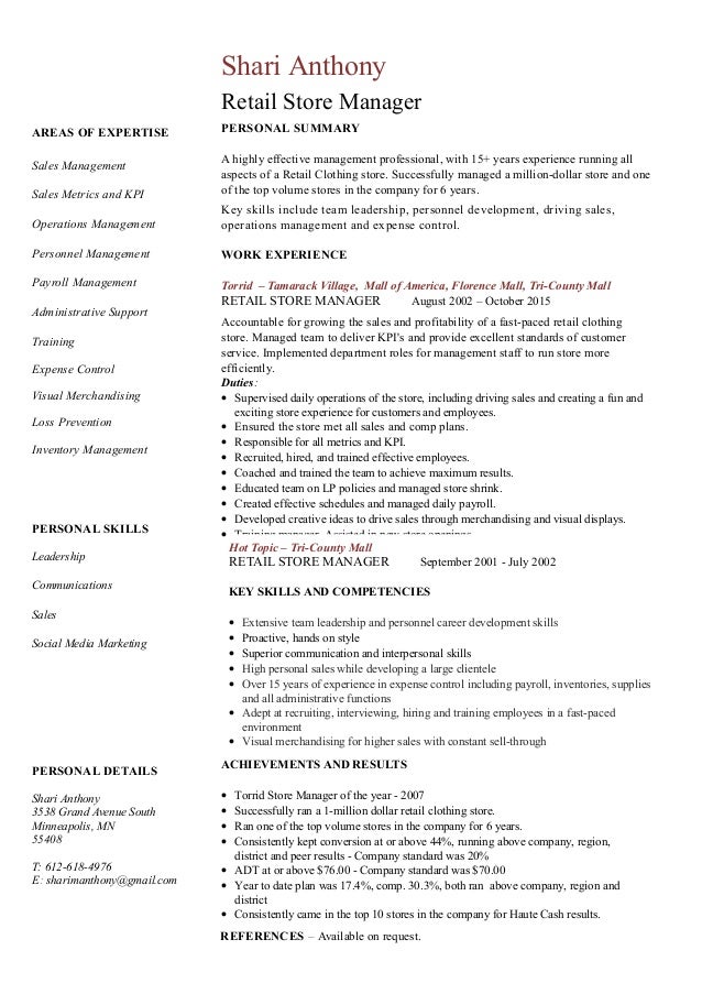 resume with kpi sample