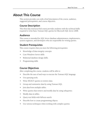 Sql Query Writing Skills 2778 a en-writing_queries_using ms_sql_server_trans_sql | PDF